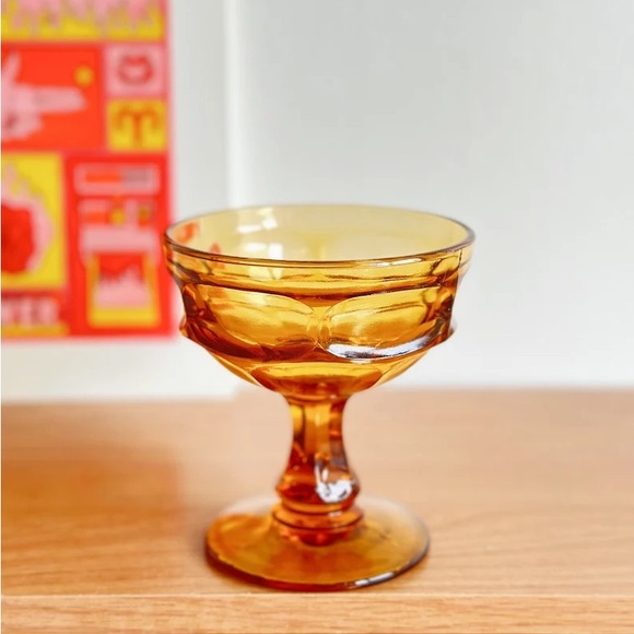 Vintage Amber Coupe Glasses by Libbey Glassware, Set of 2 - Picture 2 of 10